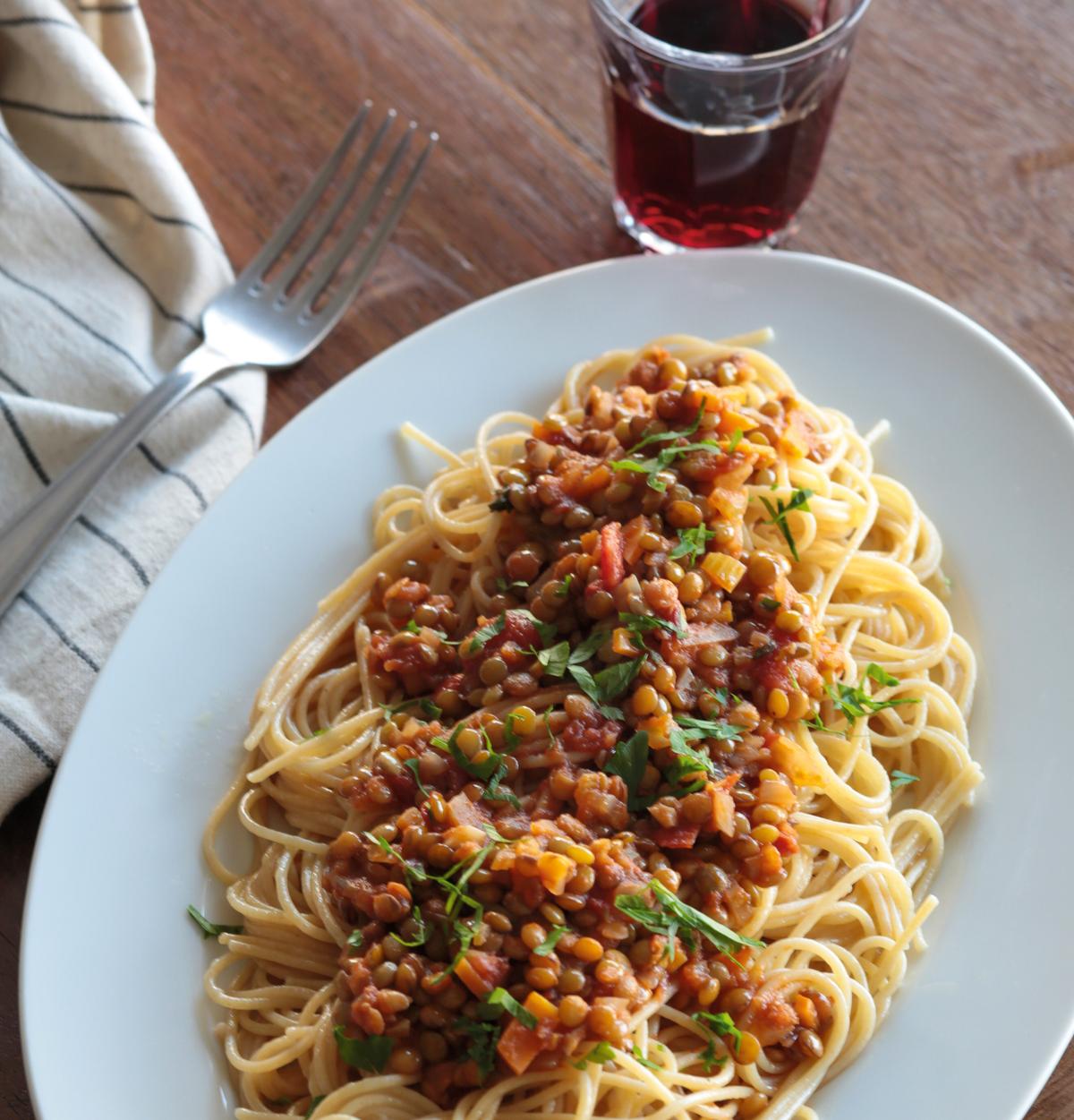 Ferry Boat Spaghetti With Spiced Lentils