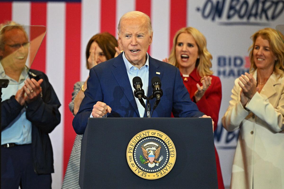 President Joe Biden speaks during a campaign event at Martin Luther King Recreation Center in Philadelphia on April 18, 2024. (Drew Hallowell/Getty Images)