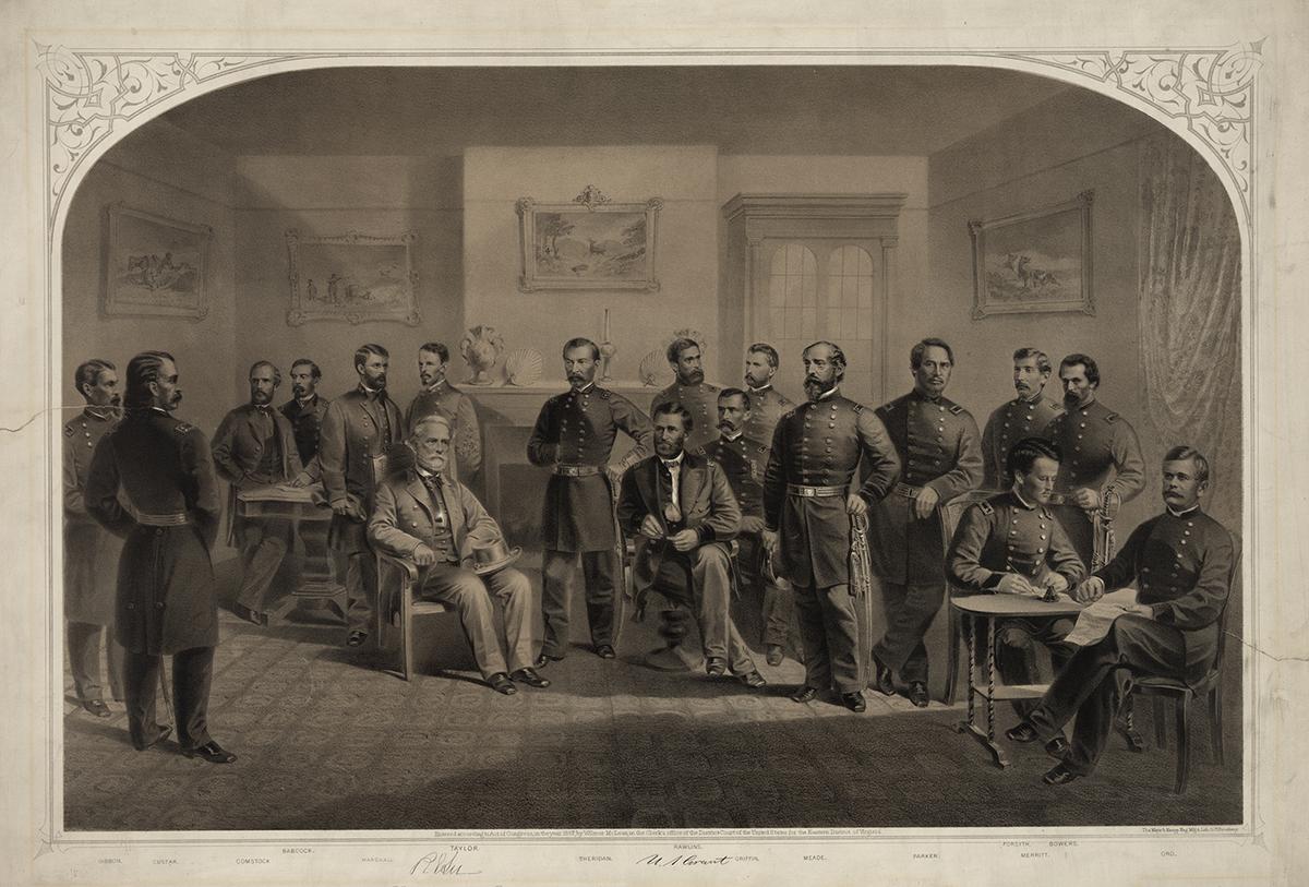 The room in the McLean House, at Appomattox Court House, where Gen. Lee surrendered to Gen. Grant. Library of Congress. (Public Domain)