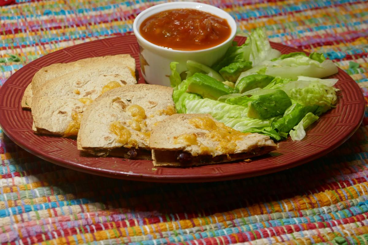 Stacked Goat Cheese Quesadillas With Avocado Lettuce Salad