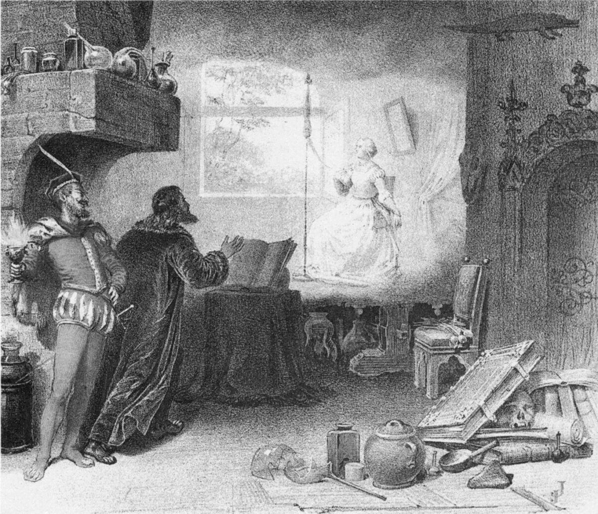 The vision of Marguerite in a production of "Faust," as staged at Covent Garden in 1864. (Public Domain)