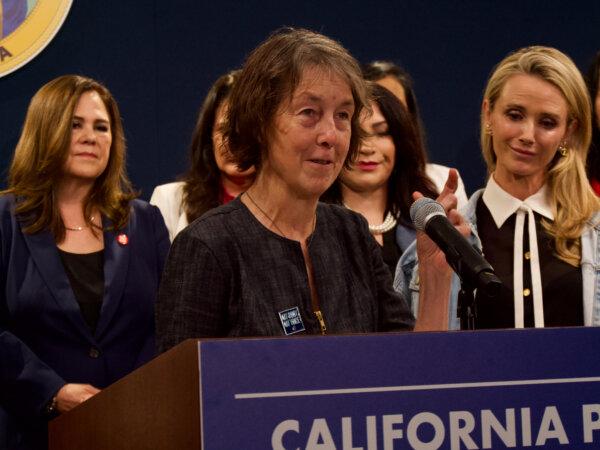 “Anti-abortion forces have resurrected a dead law," state Sen. Nancy Skinner said at the Capitol in Sacramento on April 24, 2024. (Travis Gillmore/The Epoch Times)