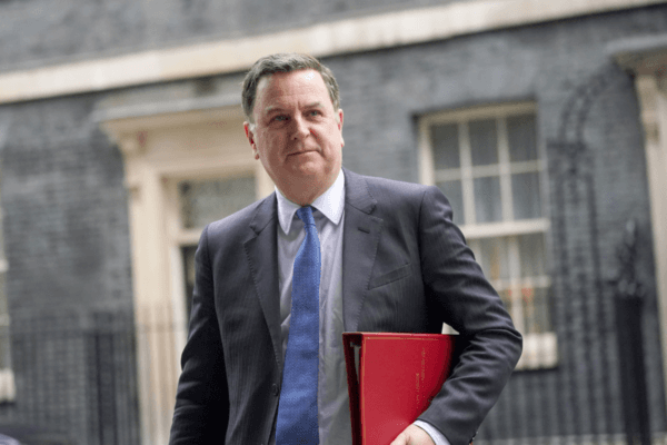 Work and Pensions Secretary Mel Stride leaving 10 Downing Street following a Cabinet meeting in London, on Jan. 30, 2024. (Victoria Jones/PA)
