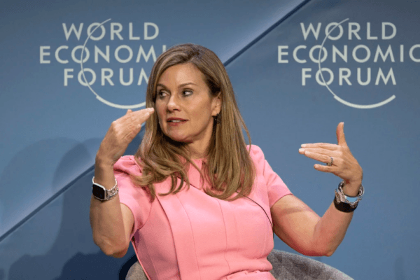 Australia's eSafety Commissioner Julie Inman Grant, pictured on a World Economic Forum panel. (Courtesy WEF).