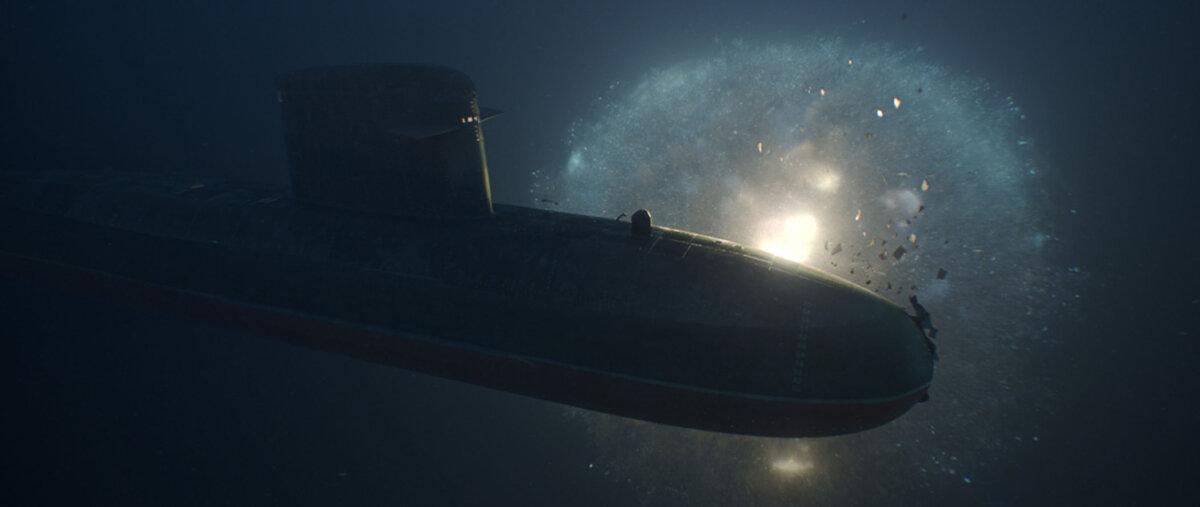 The Titan submarine navigates the ocean, in “The Wolf’s Call.” (Pathé)