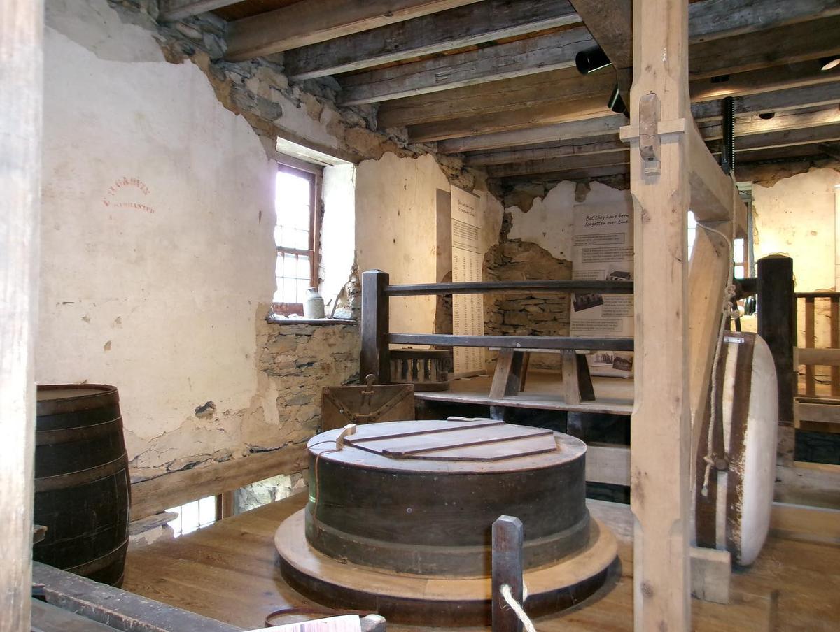The interior of the Burwell-Morgan mill was where grains were ground into meal and flour for surrounding families, markets, and businesses. (Courtesy of the Clarke County Historical Association)