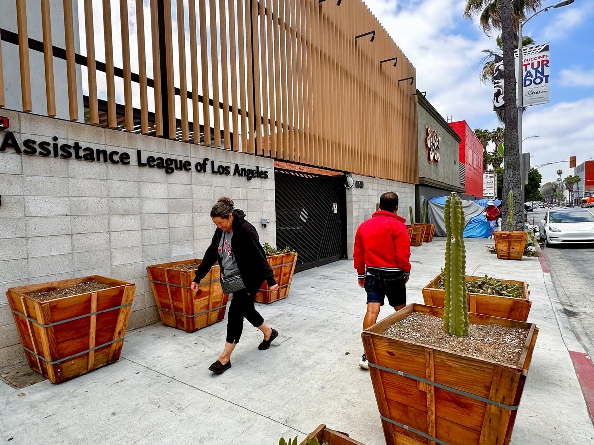 Hollywood Businesses Put Potted Cacti on Sidewalks to Discourage Homeless Camps