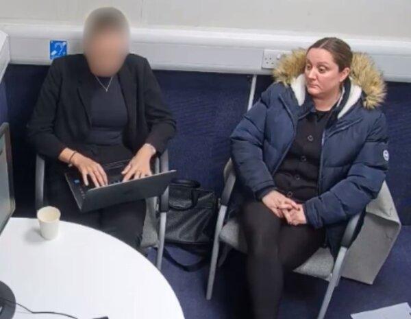 Undated image of Kate Roughley being interviewed by a detective investigating the death of Genevieve Meehan at a nursery in Stockport, England on May 9, 2022. (Greater Manchester Police)