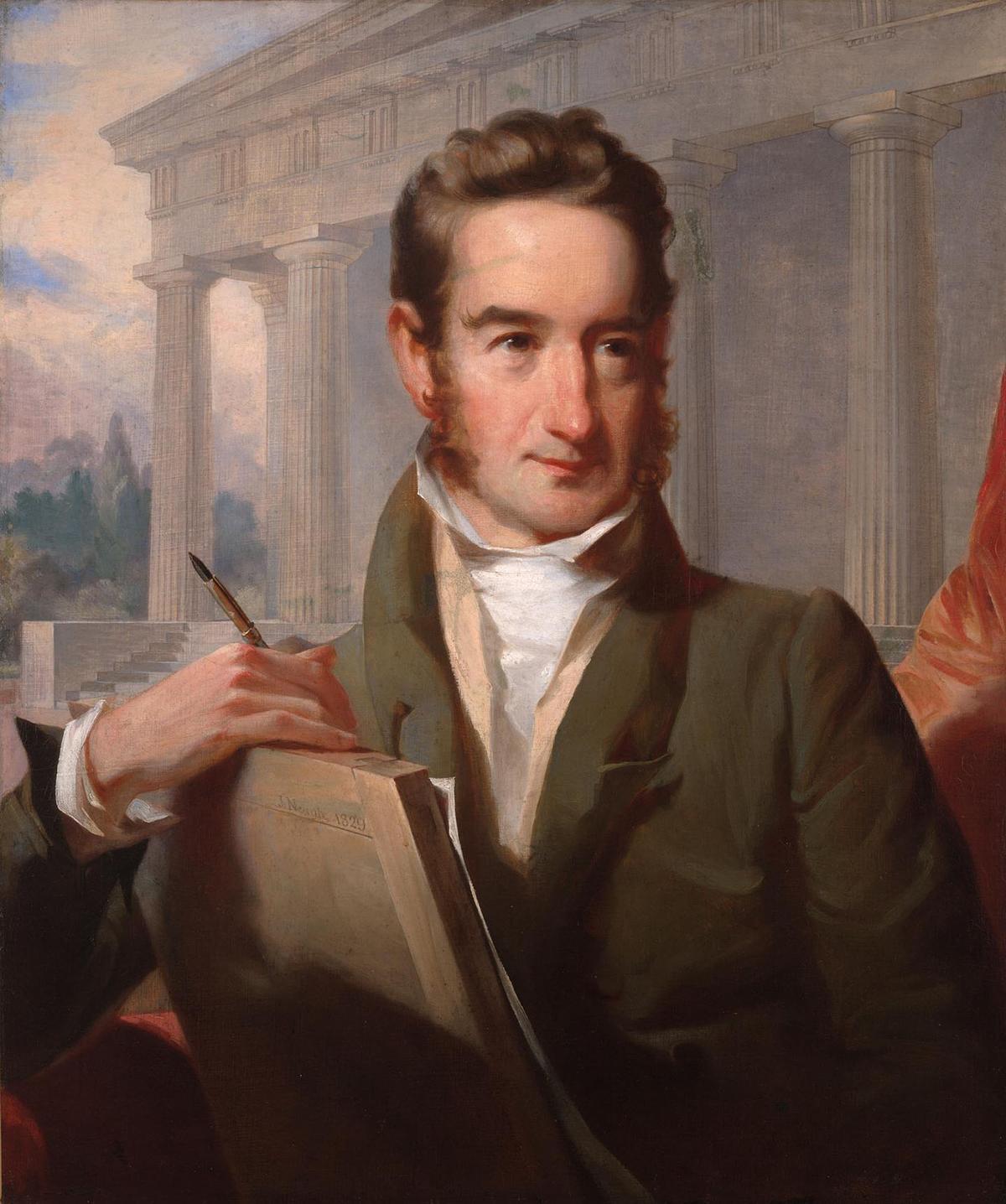 A portrait of architect William Strickland (1788–1854), 1829, by John Neagle. Oil on canvas. Yale University Art Gallery, New Haven. (Public Domain)