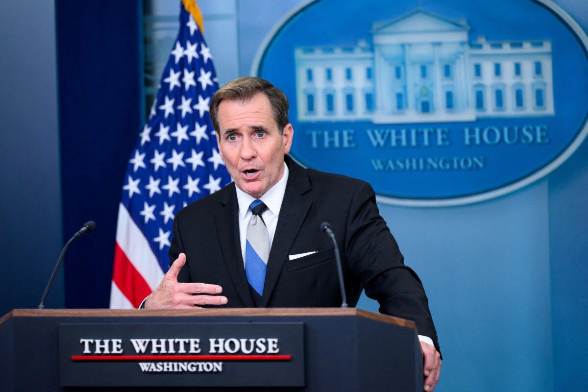 National security adviser John Kirby delivers a daily briefing in the Brady Briefing Room of the White House in Washington, on May 28, 2024. (Mandel Ngan/AFP)