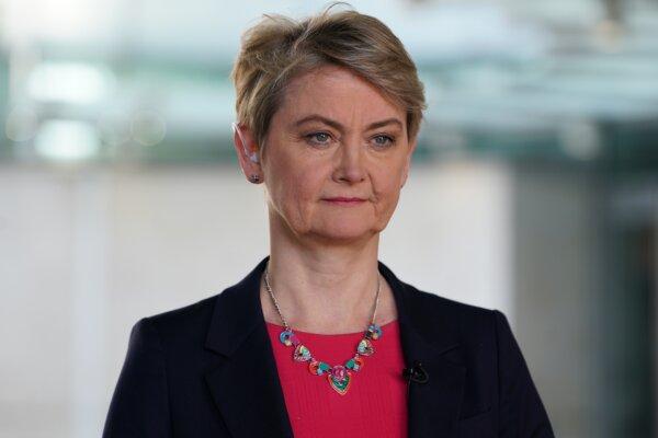 Shadow home secretary Yvette Cooper speaks to the media outside BBC Broadcasting House in London on June 2, 2024. (Lucy North/PA)