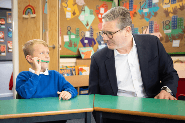 Labour Party leader Sir Keir Starmer during a visit to Whale Hill Primary School in Eston, Middlesbrough, England, on June 11, 2024. (Stefan Rousseau/PA Wire)