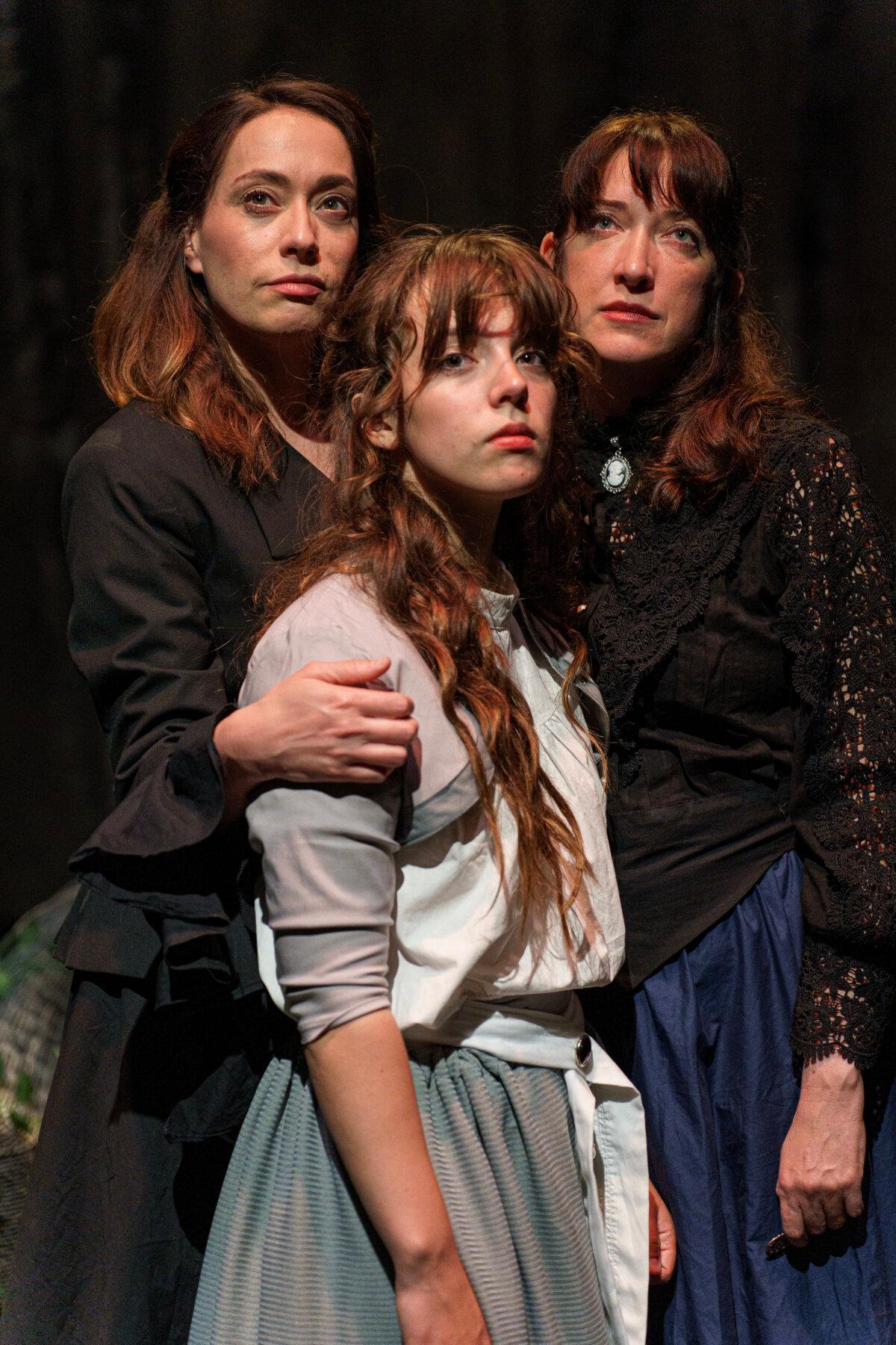 (L–R) Masha Prozorov (Katherine Schwartz), Irina Prozorov (Ellie Duffey) and Olga Prozorov (Maria Stephens), in “Three Sisters.” (Aaron Reese Boseman Photography)