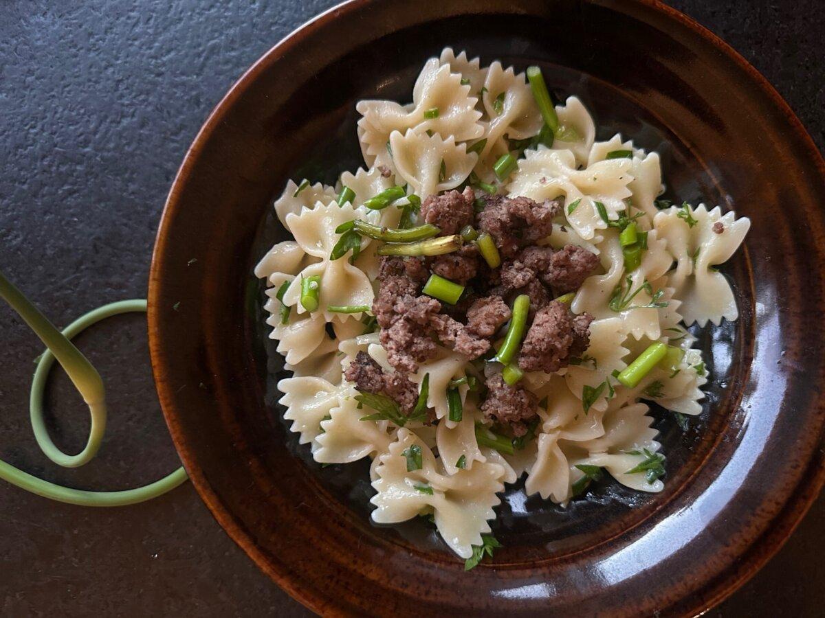 Homegrown scapes add a bit of zing to pasta. (Ari LeVaux)