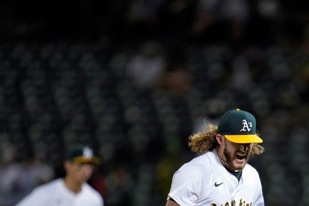 A’s Estes Goes ‘Crazy’ After Pitching Complete-Game Shutout to Beat Angels