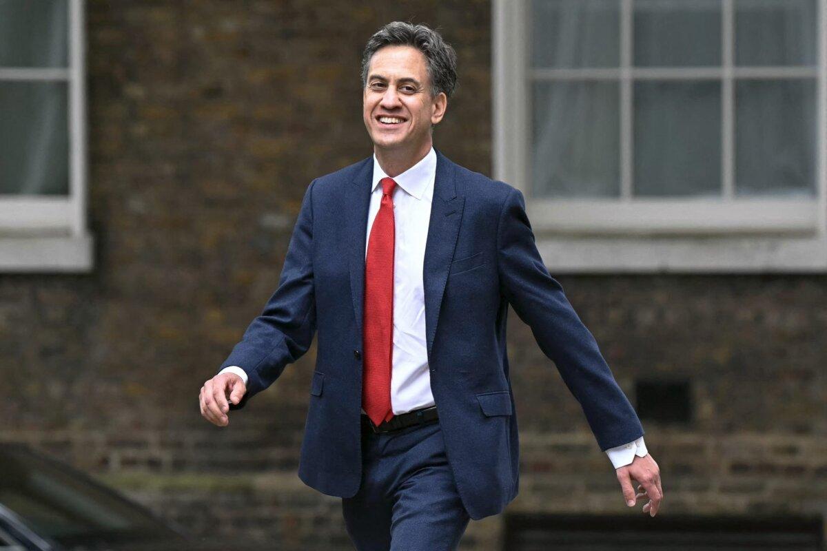 Labour Party politician Ed Miliband arrives in Downing Street as Cabinet appointments are due to be made, in London on July 5, 2024. (Paul Ellis/AFP via Getty Images)