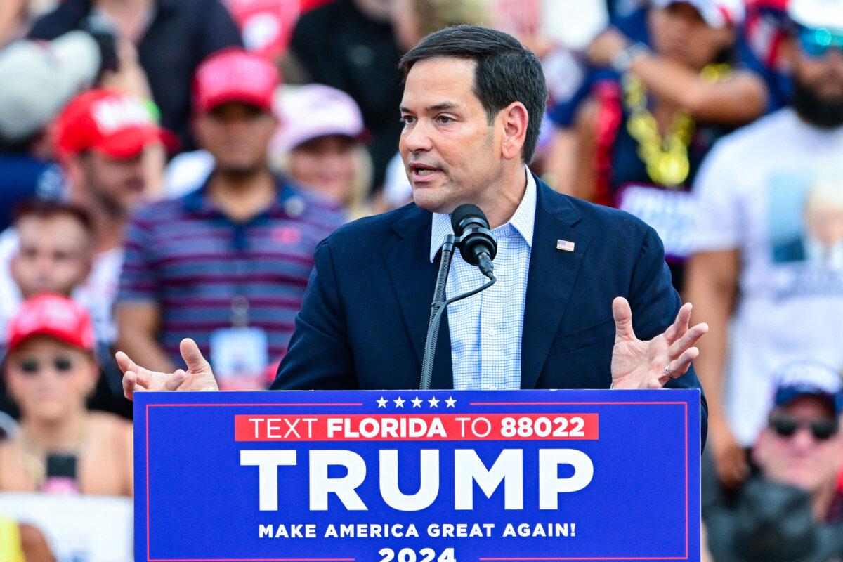 Sen. Marco Rubio (R-Fla.) speaks at a campaign rally for former President Donald Trump at the Trump National Doral Golf Club in Doral, Fla., on July 9, 2024. (Giorgio Viera/AFP via Getty Images)