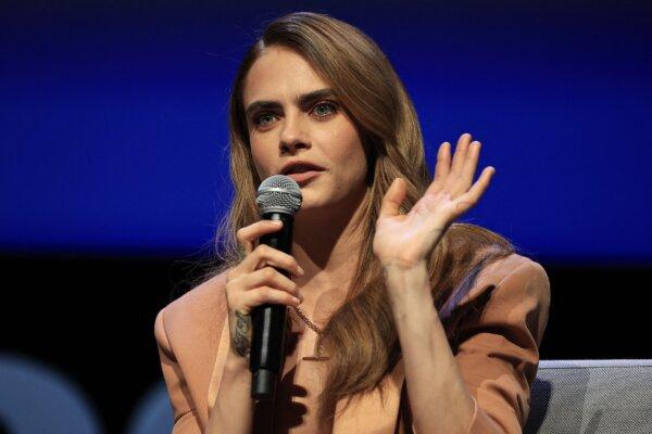 British model and actress Cara Delevingne talks as she attends the presentation of her documentary series at the MIPCOM in Cannes, southeastern France, on Oct. 18, 2022. (Valery Hache/AFP via Getty Images)