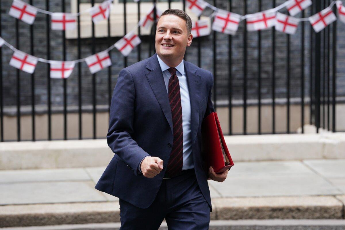 Health Secretary Wes Streeting leaving Downing Street, London, after a Cabinet meeting on July 9, 2024. (Lucy North/PA Wire)