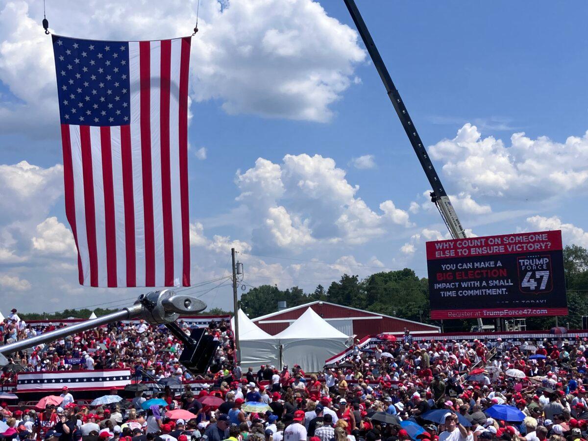 The scene at the Butler Farm Show grounds several hours before an assassination attempt on former President Donald Trump in Butler, Pa., on July 13, 2024. (Janice Hisle/The Epoch Times)