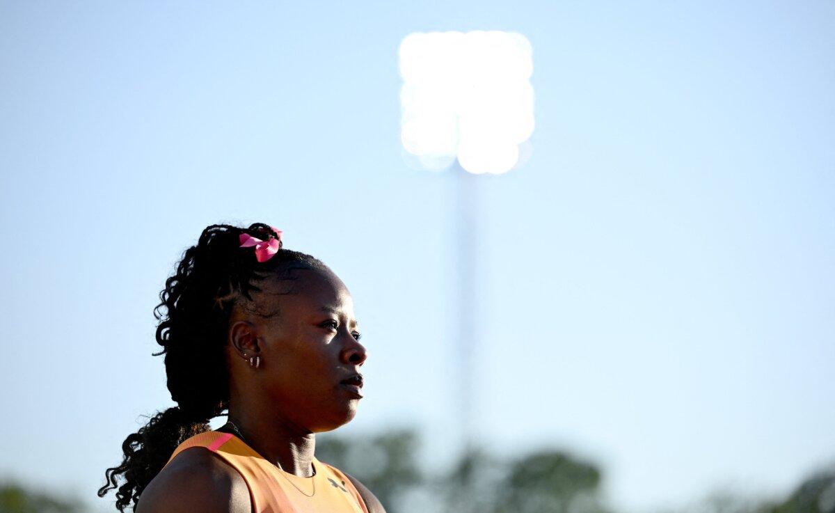 Jamaica's Shericka Jackson wins the Women's 200m event of the Stockholm Diamond League athletics meeting in Stockholm, Sweden, on June 2, 2024. (Jonathan Nackstrand/AFP via Getty Images)