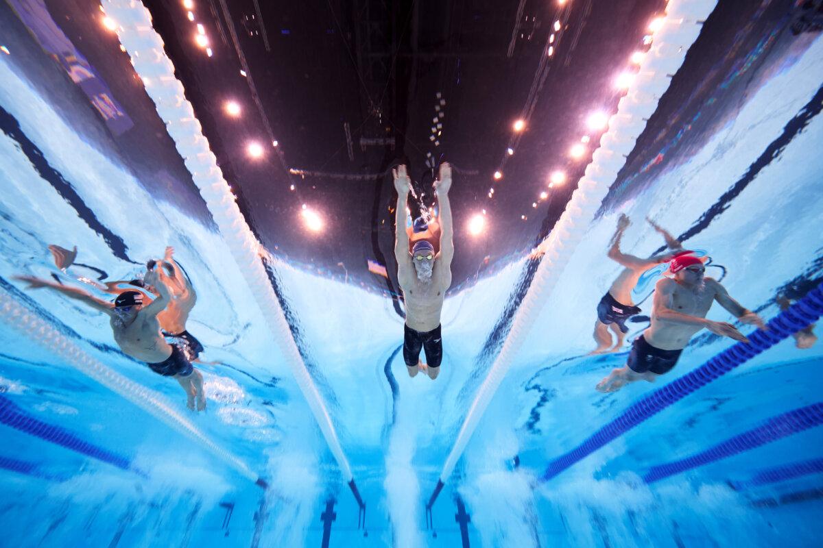 Leon Marchand of Team France competes in the Men's 200m Individual Medley Final on day seven of the Olympic Games Paris 2024 at Paris La Defense Arena in Nanterre, France, on August 2, 2024. (Adam Pretty/Getty Images)