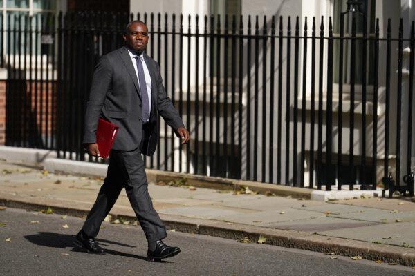 Foreign Secretary David Lammy arrives in Downing Street for a Cabinet meeting in London on July 30, 2024. (Jordan Pettitt/PA)