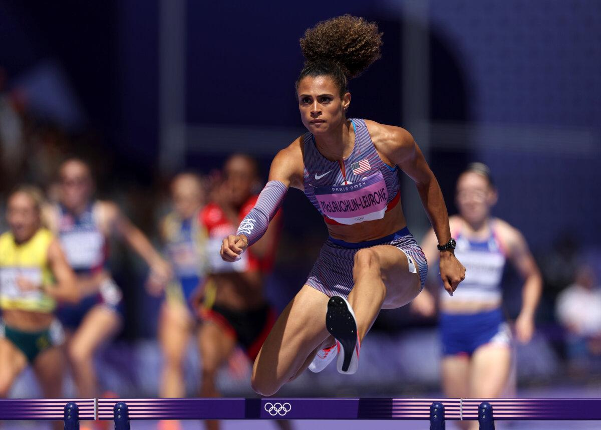 Sydney McLaughlin-Levrone of Team United States competes during the Women's 400m Hurdles Round 1 on day nine of the Olympic Games Paris 2024 at Stade de France in Paris on August 4, 2024. (Cameron Spencer/Getty Images)