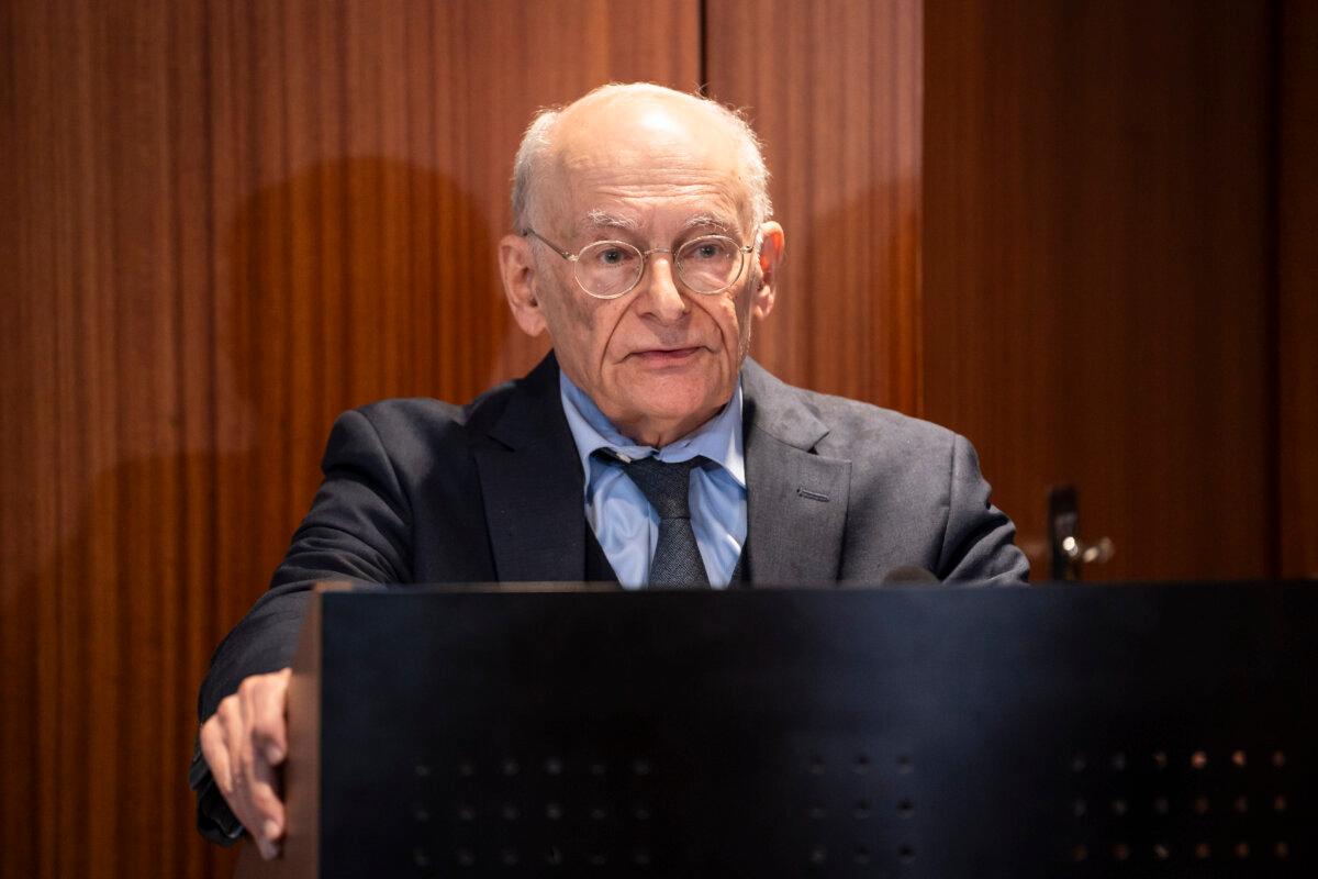 David Matas, an award-winning Canadian human rights lawyer and a member of the Order of Canada and the board of directors of the Toronto-based International Centre for Human Rights and Democratic Development, speaks during a press conference in Washington on Aug. 9, 2024. (Madalina Vasiliu/The Epoch Times)