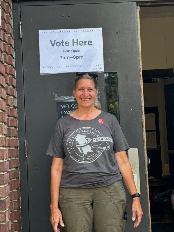 Laura Tablish, an administrative assistant and 23-year resident of Minneapolis, voted in the Democratic primary for Minnesota's 5th Congressional District on Aug. 13, 2024. (Arjun Singh/The Epoch Times)