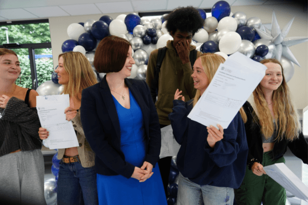Education Secretary Bridget Phillipson during a visit to Loreto Sixth Form College as students receive their A-level results in Manchester, England, on Aug. 15, 2024. (Owen Humphreys/PA Wire)