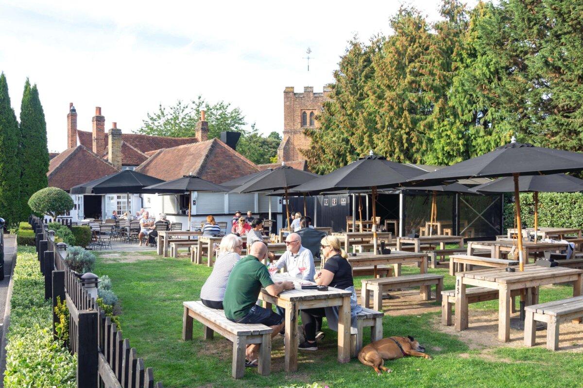 Undated photo of a beer garden at the 17th century The Black Horse Pub, in Fulmer, Buckinghamshire, England. (PA)