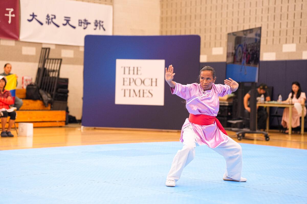 Sormira Acevedo Rosario participates in the NTD International Traditional Chinese Martial Arts Competition preliminary round in Waldick, New Jersey, on Aug. 31, 2024. (Larry Dye/The Epoch Times)