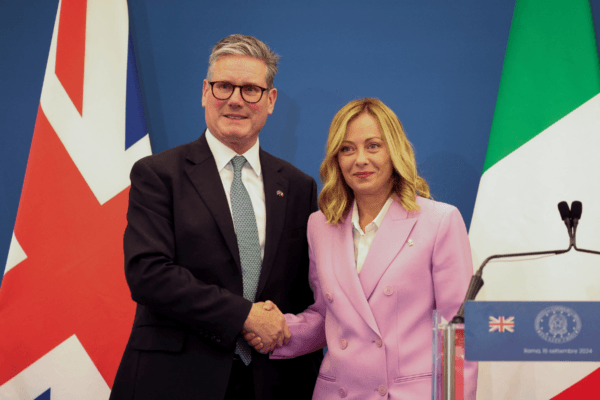 Prime Minister Sir Keir Starmer and Italian Prime Minister Giorgia Meloni hold a joint press conference at Villa Doria Pamphilj in Rome, Italy, on Sept. 16, 2024. (Phil Noble/PA Wire)