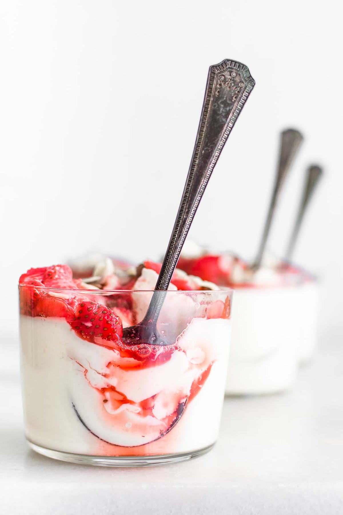 Yogurt Panna Cotta With Honey-Roasted Strawberries
