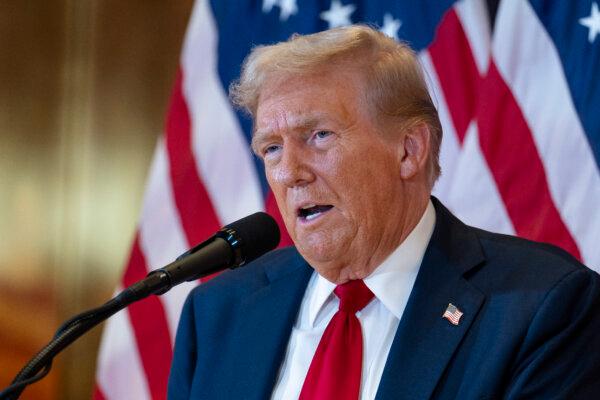 Former president Donald J. Trump speaks at Trump Tower in New York City on Sept. 26, 2024. (Samira Bouaou/The Epoch Times)