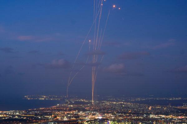 Israeli Iron Dome air defense system fires to intercept rockets that were launched from Lebanon, as seen from Haifa, northern Israel, on Sept. 23, 2024. (Baz Ratner/AP Photo)