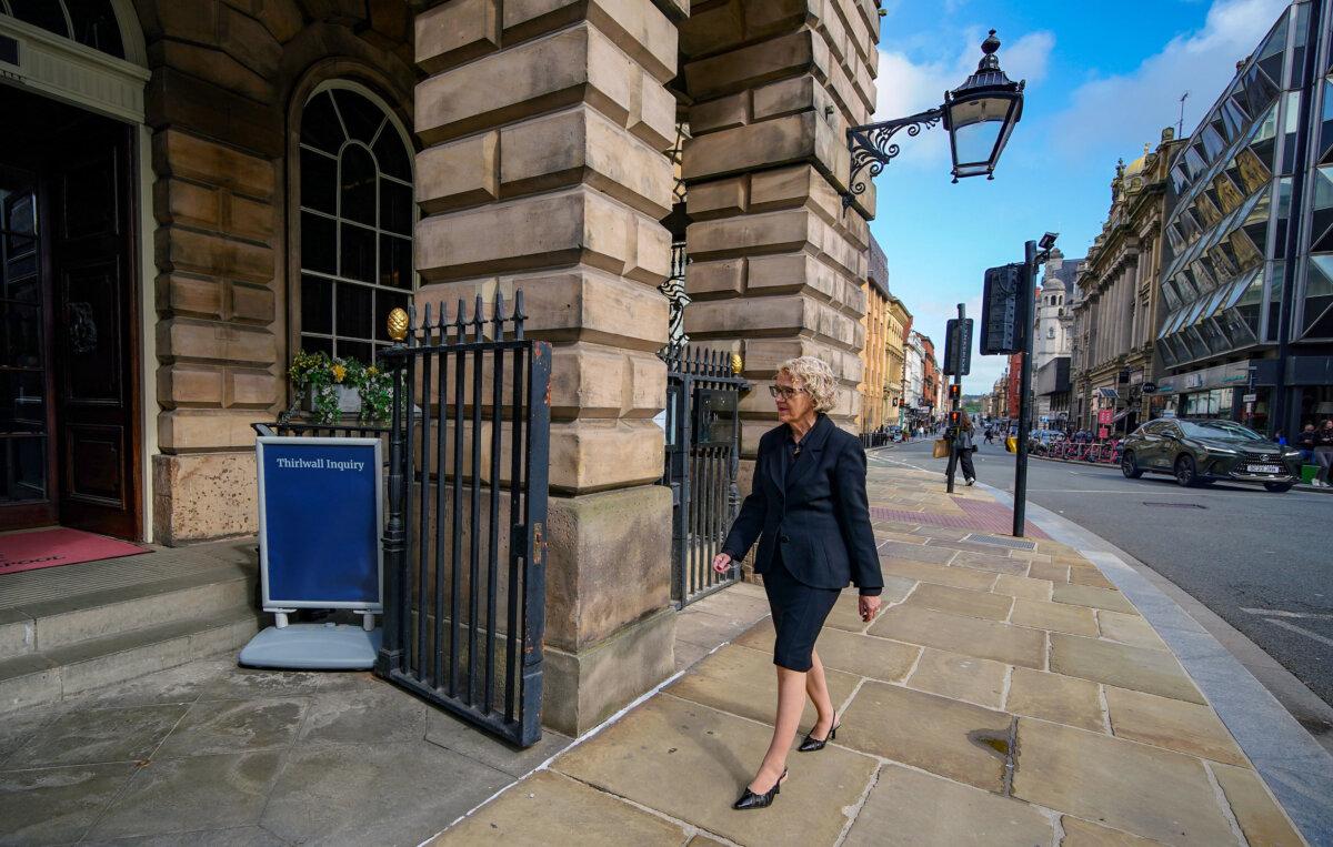 Chair of the inquiry Lady Justice Thirlwall arrives at Liverpool Town Hall, ahead of hearings into the murders and attempted murders of babies by nurse Lucy Letby, in Liverpool, England, on Sept. 9, 2024. (Peter Byrne - Pool/Getty Images)