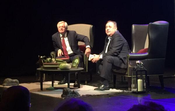 Former Brexit Secretary David Davis (L) and former First Minister Alex Salmond on the opening day of the Edinburgh Fringe chat show Alex Salmond Unleashed in Edinburgh on August 2017. (PA Media)