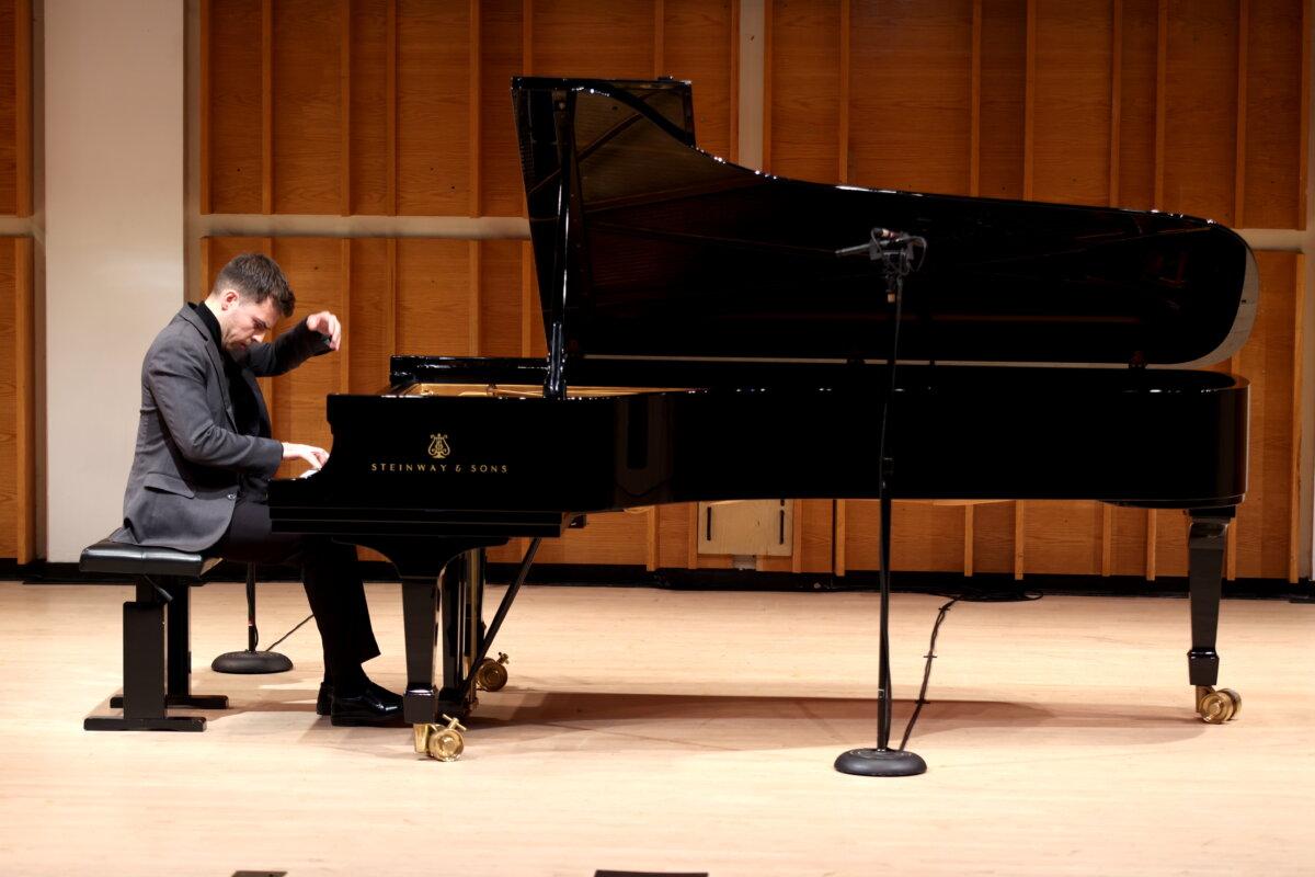 Jean-Luc Therrien from Canada performs at the preliminary round of NTD's 7th International Piano Competition at the Merkin Hall of Kaufman Music Center in New York on Oct. 16, 2024. (Zhang Xuehui/The Epoch Times)