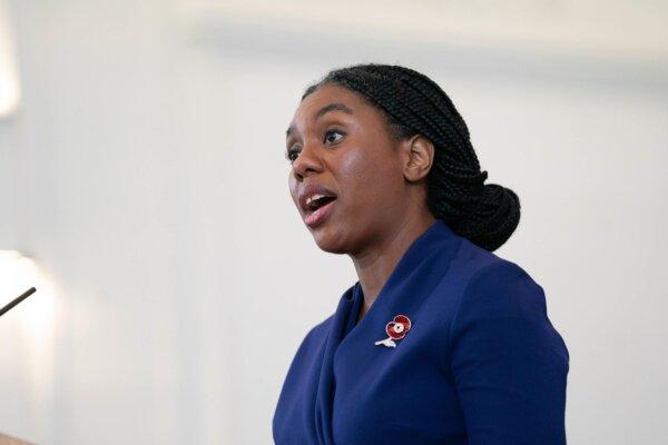 Conservative leader Kemi Badenoch addresses the audience in central London after defeating Robert Jenrick in the party's leadership race on Nov. 2, 2024. (Stephan Rousseau/PA)
