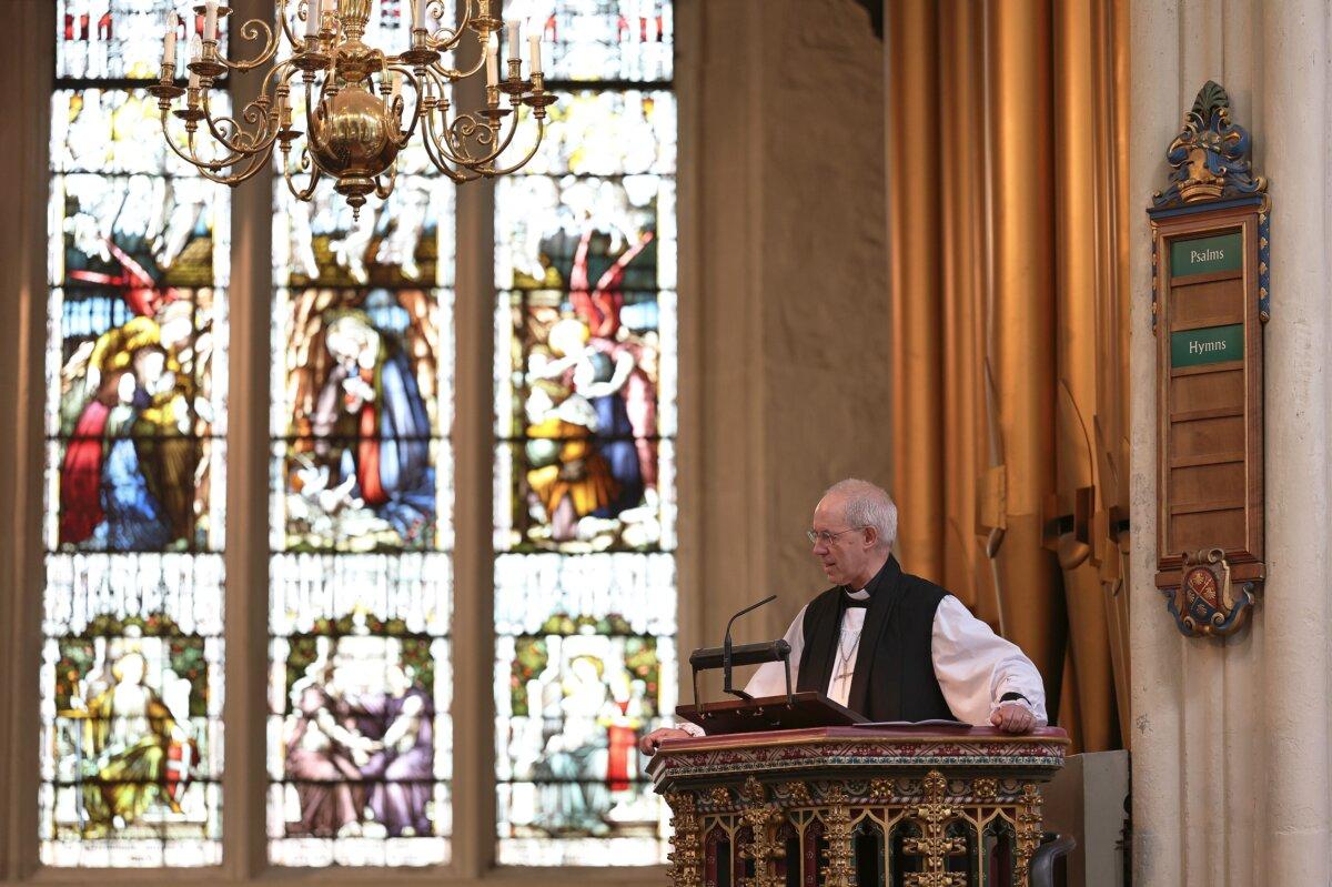 Archbishop of Canterbury Justin Welby speaks during a service held for the new UK Parliament at Westminster Abbey in London on July 23, 2024. (Adrian Dennis - WPA Pool/Getty Images)