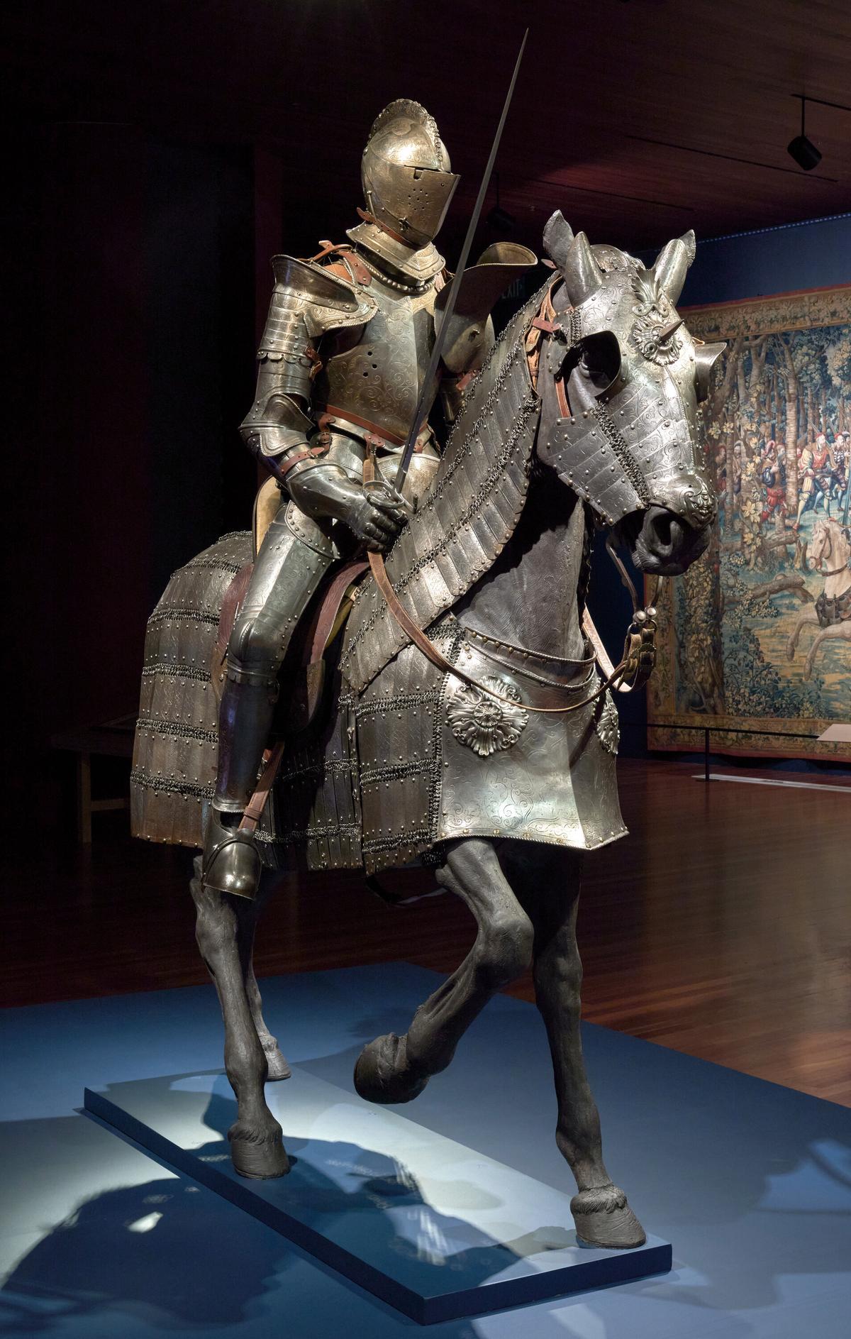 Installation view of "Art and War in the Renaissance: The Battle of Pavia Tapestries," de Young Museum, San Francisco, 2024. (Randy Dodson/Courtesy of the Fine Arts Museums of San Francisco)