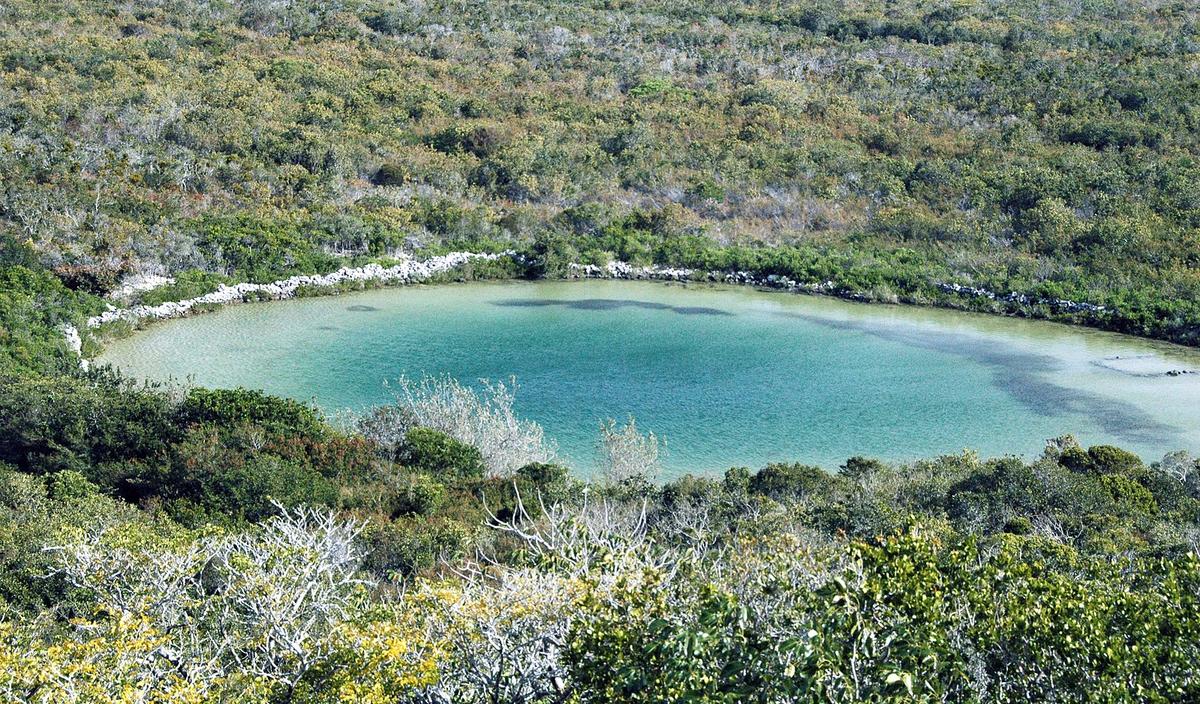A photograph of Watling's Blue Hole on San Salvador Island, the island that Christopher Columbus landed on in 1492. (Tillman/CC BY-SA 2.0)