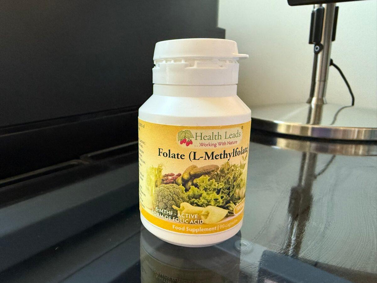 Folate (L-Methylfolate) capsules in London on Nov. 14, 2024. (Evgenia Filimianova/The Epoch Times)