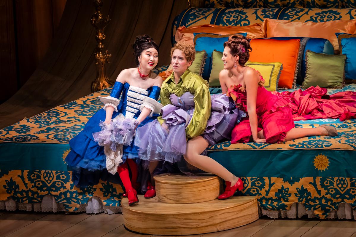 (L–R) Susanna (Ying Fang), Cherubino (Kayleigh Decker), and Countess Almaviva (Federica Lombardi), in "The Marriage of Figaro." (Liz Lauren)