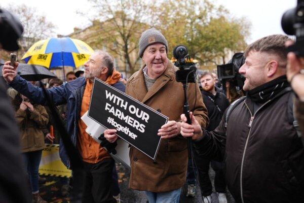 Jeremy Clarkson speaks with the media in central London ahead of the farmers’ protest over the changes to inheritance tax rules in London, on Nov. 19, 2024. (Aaron Chown/PA Wire)