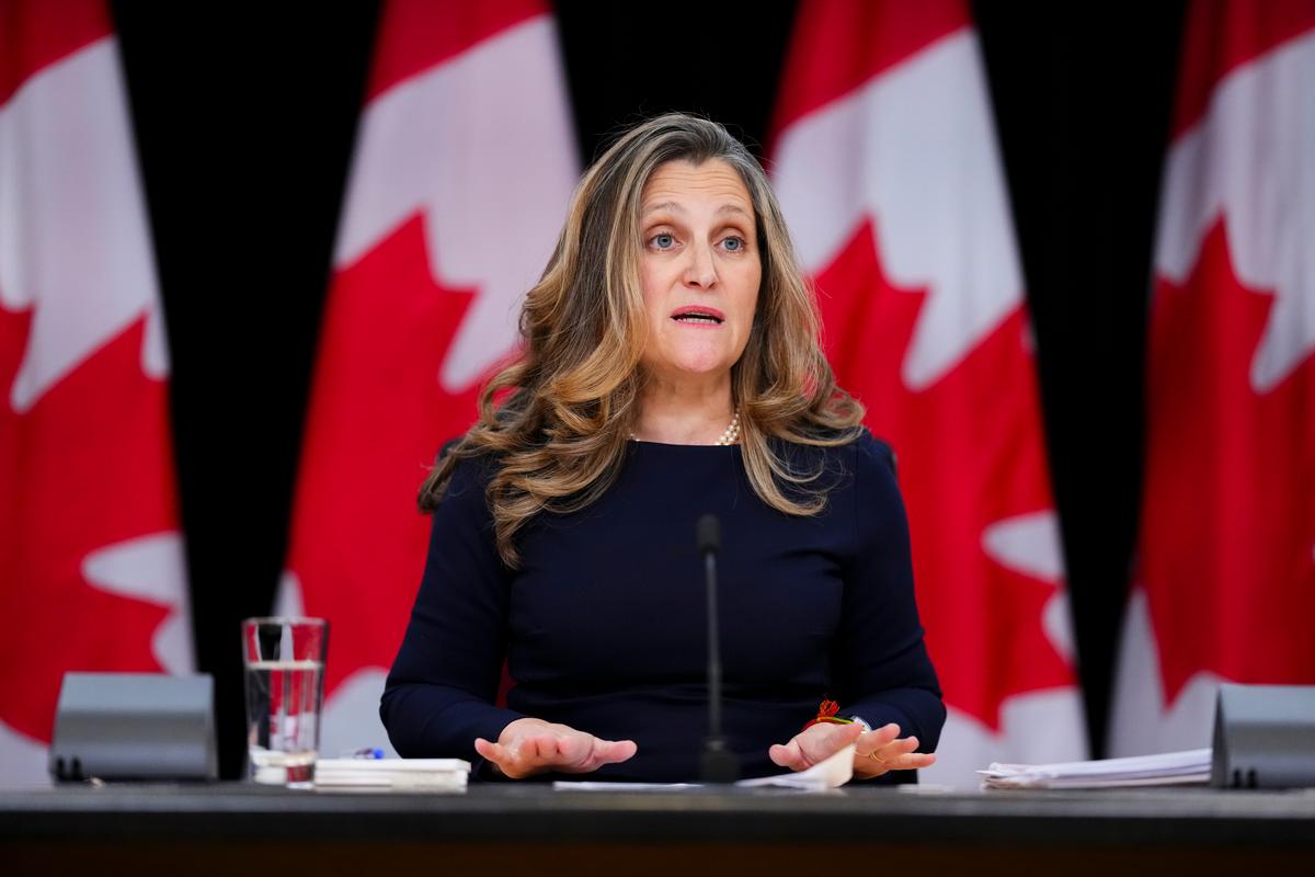 Freeland Says the Two-Month GST Holiday Is Meant to Tackle the ‘Vibecession’