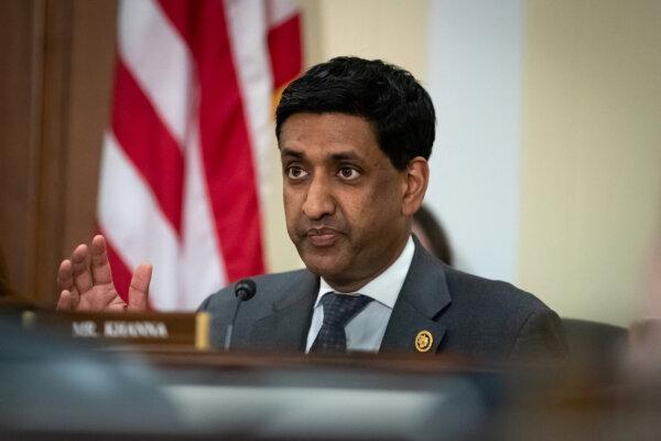Rep. Ro Khanna (D-Calif.) speaks in Washington on June 11, 2024. Khanna responded to Gov. Gavin Newsom's announcement Nov. 25 to create a new electric vehicle rebate program that might exclude Tesla, saying politics should be left out of the state's manufacturing sector. (Allison Bailey/Middle East Images/Middle East Images via AFP)