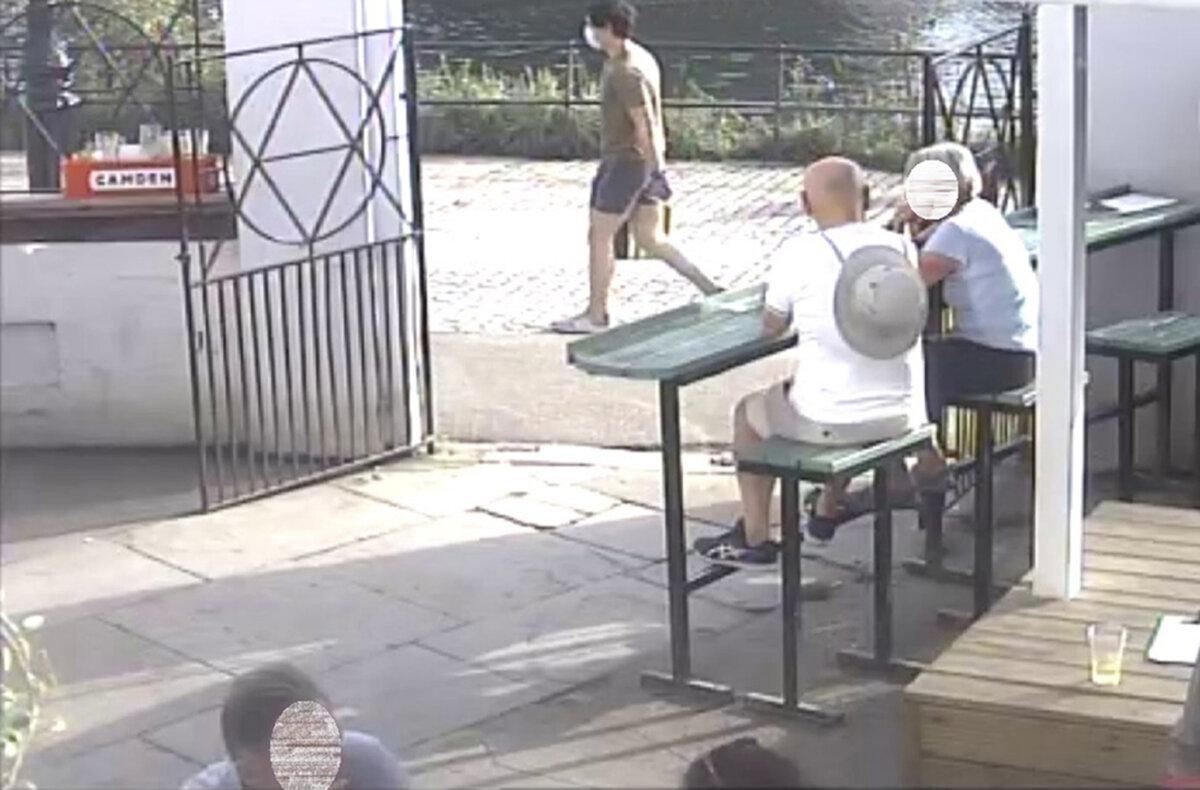 CCTV footage of Daniel Khalife walking past the White Cross Pub in Richmond, London, on Sept. 6, 2023, which was shown to a jury at the Old Bailey, London, during his trial in October 2024. (Metropolitan Police/PA)
